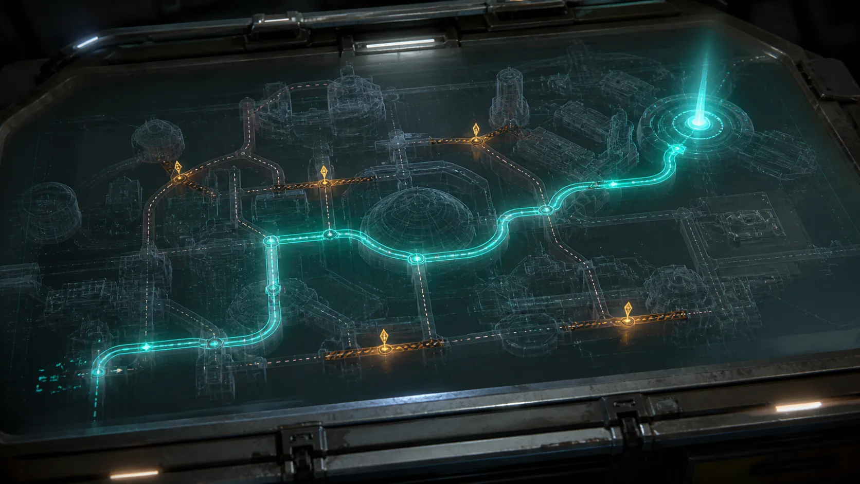 Original holographic campaign route with converging story paths
